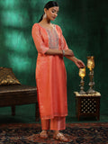 Libas Women'S Silk Blend Kurta Set (49133_Peach