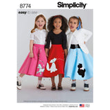 Simplicity 8774 Girls 1950s Vintage Rockabilly Poodle Skirt Sewing Pattern, Sizes 714