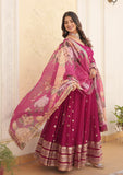 Wedani Faux Georgette Embroidered Sequins Anarkali Kurta Set For Women (In Alpha M Regular Pink),PINK,M,Georgette,Anarkali,