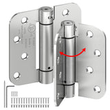 ISOKER 2-Pack Self Closing Door Hinges, 4 Inch Spring Loaded Door Hinges, Adjustable Tension for Exterior,Garage, Front Back Doo
