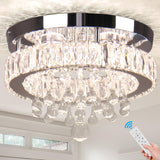 YPQXYHDA Dimmable Crystal Ceiling Light,11.8 Modern Crystal Chandeliers LED Flush Mount Light Fixture for Bedroom Kitchen Dining