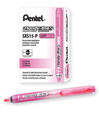 Pentel HandyLine S Retractable and Refillable Chisel Tip Highlighter, Pink Ink, Box of 12 (SXS15P)