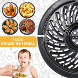 Air Fryer Replacement Parts, 2QT 2.1QT Round Air Fryer Grill Pan Crisper Plate Tray Accessories Rack with Rubber Bumpers for Eli