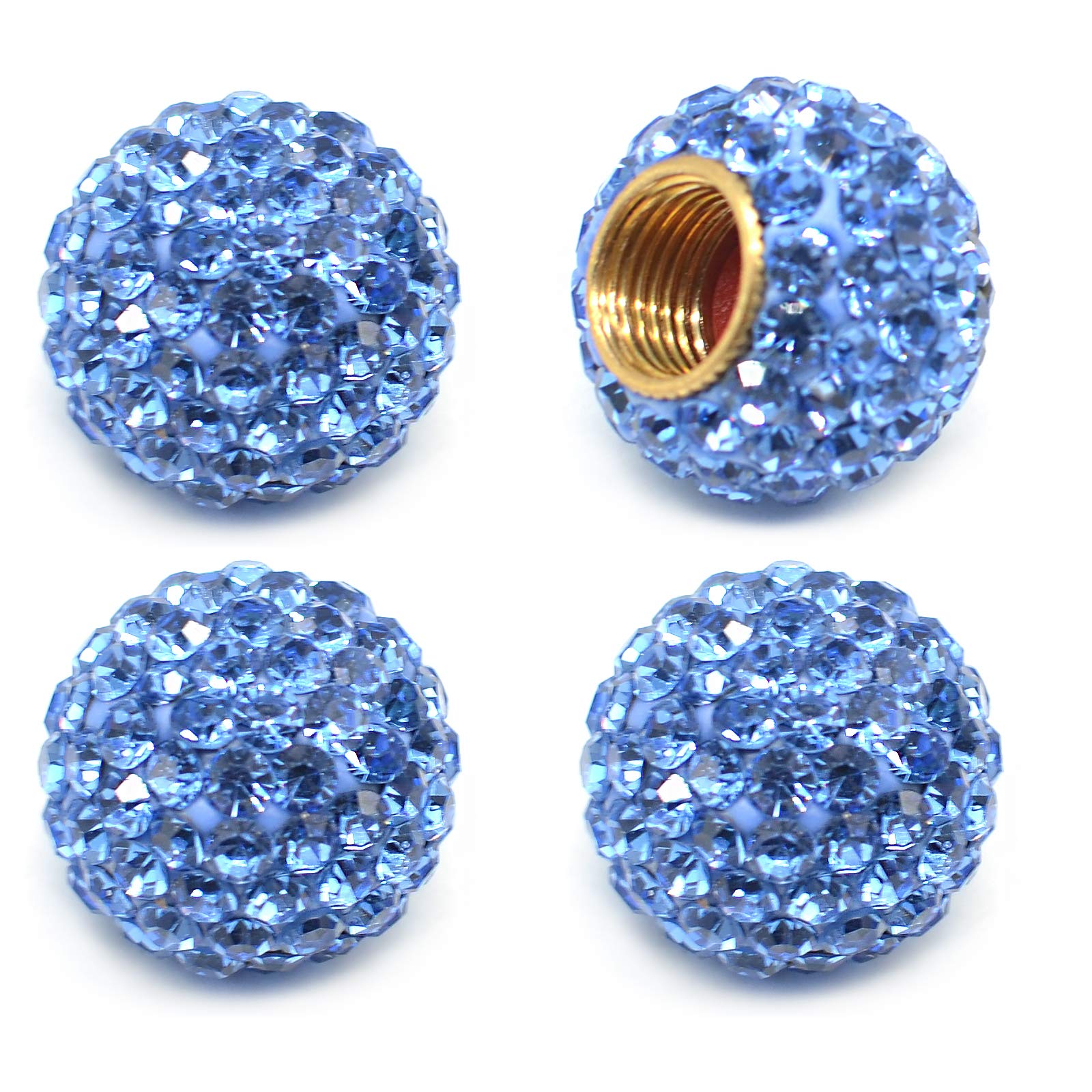MEcHcOS car Wheel Tire Valve caps, 4 Pack crystal Rhinestone car Tire Wheel Valve Stem Air caps for car Tire Accessories Univers