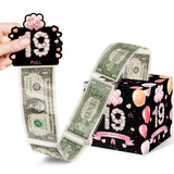 19th Birthday Money Box for Cash Gift, Birthday Surprise Box for Kids Boys Girls, Fun and Loving Way to Offer Cash Gift, Pink Go