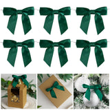 AIMUDI Twist Tie Bows for Treat Bags 3.5 Hunter Green Satin Ribbon Bows for Crafts Premade Bows with Twist Ties for Christmas Ca