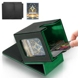Jaffzora Deck Box for MTG Commander, Magnetic Card Display Case, TCG Card Storage Box, Holds 100 Double-Sleeved Cards, Black&Gre