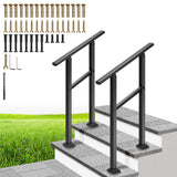 VIVOHOME 2-Pack 2 Step Hand Rails for Outdoor Steps, Galvanized Steel Railing, Straight Oval Exterior Hand Railing for Porch, De