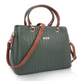 Adisa Texture Stripes Handbag Shoulder Bag For Women And Girls With Sling Belt (Dark Green),Dark Green,,B0DTZZBDQV