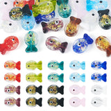 FASHEWELRY 20Pcs Handmade Foil Lampwork Fish Beads Gradient Color Enamel Glass Bead Cute Goldfish Bumpy Beads for DIY Bracelet N