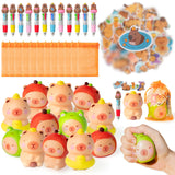 CY2SIDE 12 Pack Capybara Squeeze Toys Party Favor Gift Set, Included Random Slow Rising Squishy Toys 4-in-1 Ballpoint Pen Sticke