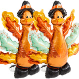 MiniInflat 2 Pcs Giant Fall Thanksgiving Self Standing Foil Balloon 3.25 Ft/1.9ft Party Decorations Aluminum Balloons for Autumn