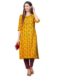 Anni Designer Women'S Rayon Straight Printed Kurta (Aumz Yellow_S-Yellow_Small),Yellow,S