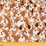 jejeloiu Cute Beagle Fabric by The Yard Puppy Dog Upholstery Fabric Kawai Animals Waterproof Indoor Outdoor Decor for DIY Sewing
