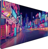 Japanese City Big Desk Mat Large Office Desk Pad, Durable Extended Mouse Mat, 35.4x15.7 Computer Mousepad with Non-Slip Rubber B