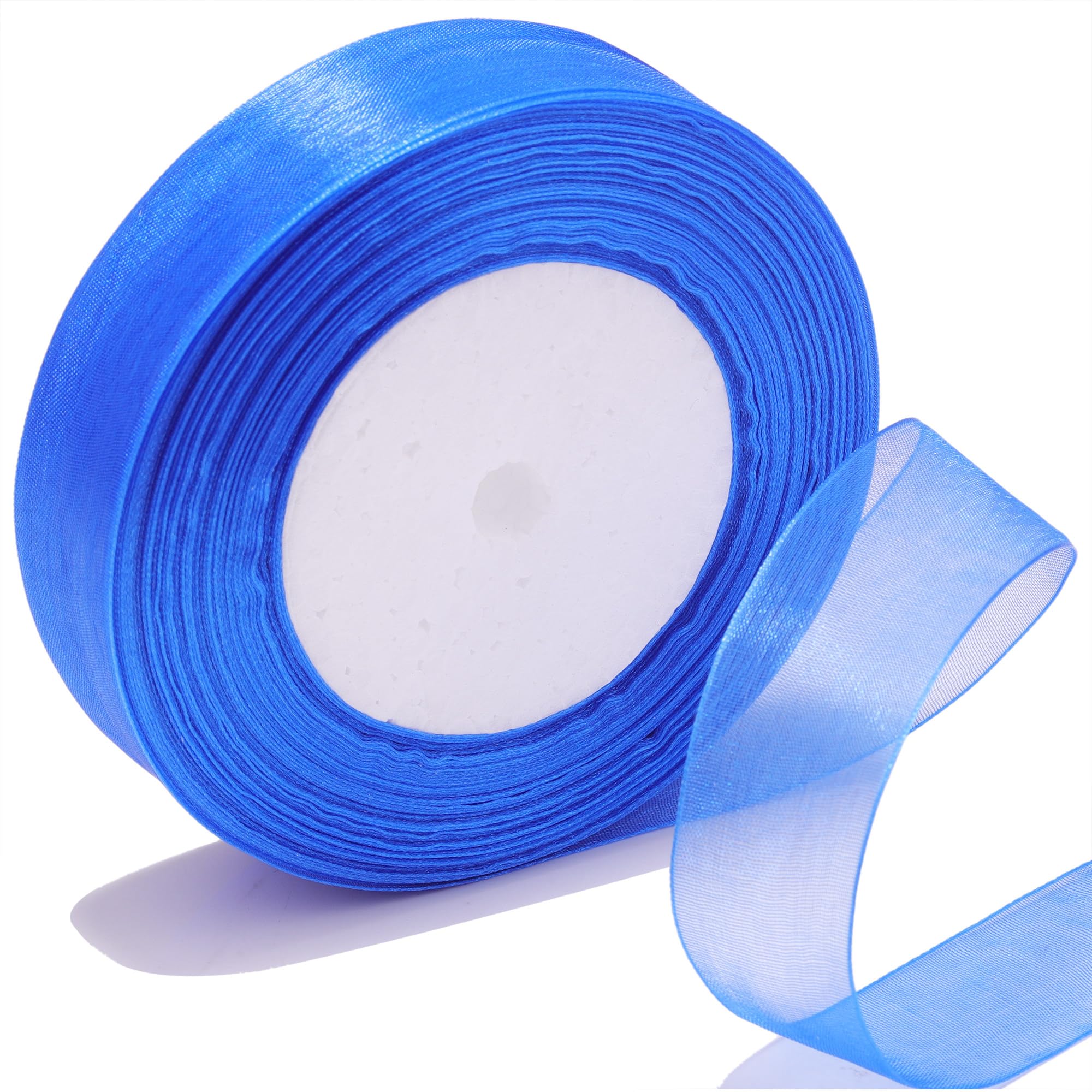 Bsikon 1 Inch Sheer Organza Ribbon 50 Yards Blue Chiffon Ribbon for Gift Wrapping,Bouquets,Wedding,DIY Craft