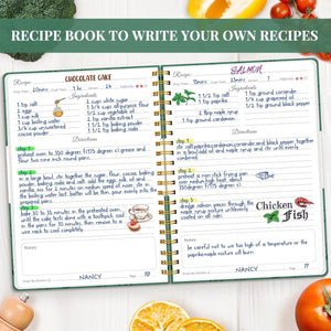 LuBudingJoy Blank Recipe Book to Write in Your Own Recipes. Sprial Hardcover Blank Cookbook, Recipe Journal Hold 150 Recipes(Dar