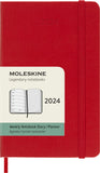 Moleskine Classic 12 Month 2024 Weekly Planner, Hard Cover, Pocket (3.5 x 5.5), Scarlet Red