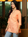Libas Women'S Cotton Blend Straight Kurtis (58250B_Peach Peach Xl