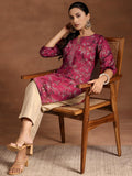 Libas Women'S Silk Printed Straight Kurta (29215 Pink Pink Xs