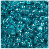 BeadTin Teal Transparent 9mm Barrel Plastic Pony Beads (500pcs)