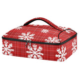 SyXIOP Insulated Casserole Carrier Bag Snowflakes Christmas Plaids Red