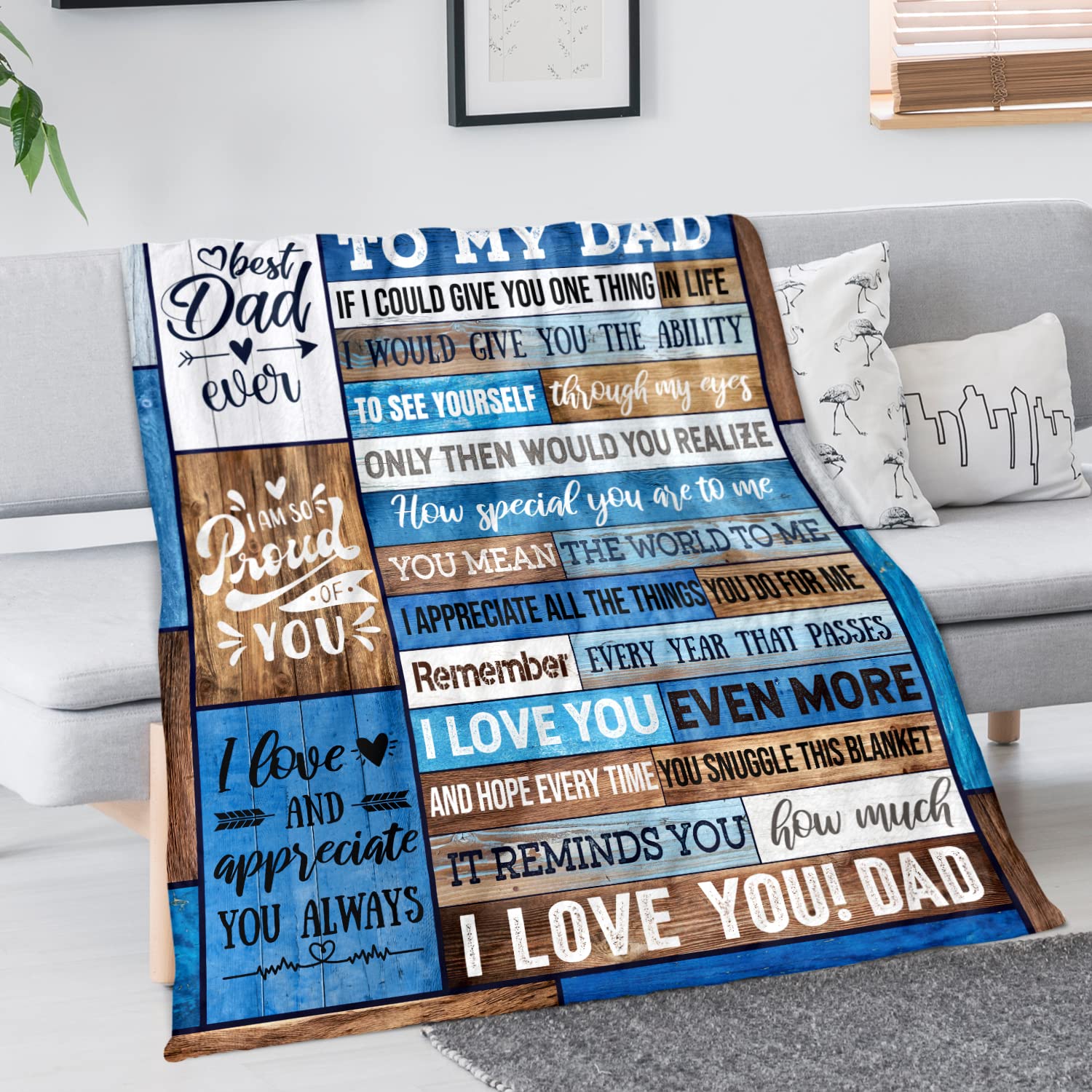 Dad Birthday Gift Birthday Gifts for Dad from Daughter Son Best Dad Gifts Soft Throw Blanket for Bedding Sofa (Dad Gifts, 50 x 6