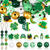 200 Pieces St. Patrick's Day Wood Beads Green Spacer Farmhouse Polished Round Beads St. Patrick's Day Wooden Craft for Patrick D