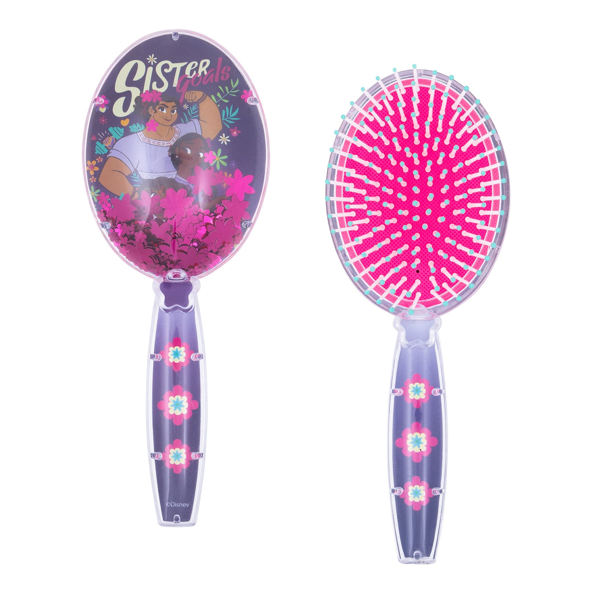 Encanto Hair Brush with Magical Sparkling Stars confetti Hair Brush, Purple - Kids Hair Brush Ages 3