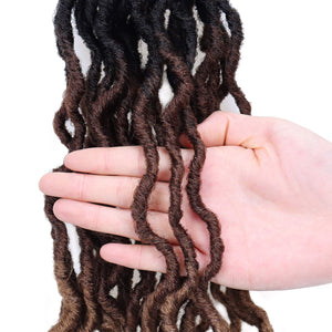 14 Inch Goddess Faux locs Crochet Hair 6 Packs/Lot Soft Gypsy Locs Wavy Crochet Braids Dreadlocks 3 Tone Curly Wavy Twist Braidi