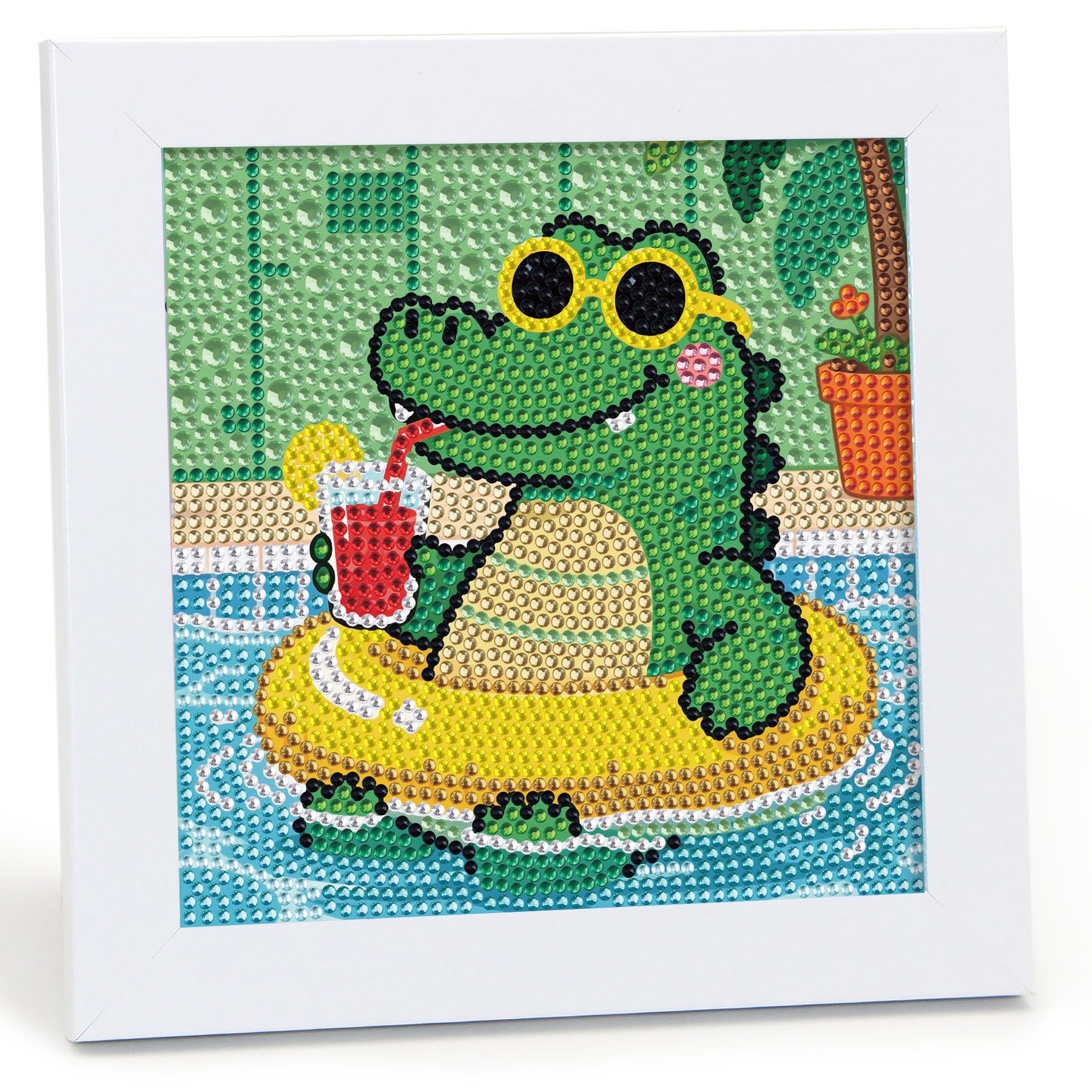 Libfx Diamond Art Kits for Kids with Frame Diamond Art for Girls Boys Beginners Arts and Crafts Ages 8-12 Birthday Gifts (Crocod