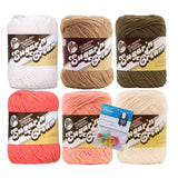 Lily Sugar'n Cream 100% Cotton Yarn 6-Pack Bundle with Bella's Crafts Stitch Markers (Desert Mix)