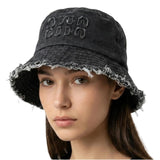 Jamont Unisex Distressed Denim Bucket Hat For Women And Girls | Raw Fringe Edge Cotton Summer Travel Sun Cap | Streetwear Y2K Ae