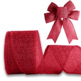 JaoZuyard Red Burlap Ribbon 1/2 inch X 10 Yard Natural Linen Woven Ribbons DIY Handmade Edging Production Wreath Holiday Decorat