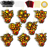 QOUBAI 32 Sets Fall Bouquet Suncatchers Craft Kit DIY Window Stained Glass Effect Autumn Bouquet Paper Crafts Home School Classr