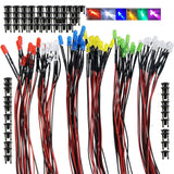 Ltvystore 60Pcs 3MM 3Volt Prewired LED Diode 6 Colors LED Lamp Light Bulb Emitting Diodes + 60Pcs 3mm LED Clip Holder Panel Moun
