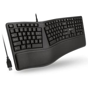 X9 Ergonomic Keyboard Wired With Cushioned Wrist Rest - Type Naturally And Comfortably Longer - Usb Wired Keyboard For Laptop Wi