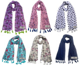 Fusfus WomenS Printed Chiffon Scarves And Stoles, Free Size(Multicolour, Fs1096) Pack Of 6 (Multicolor2)
