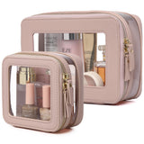 Pinkmik Clear Makeup Bag with Zipper Waterproof Travel Makeup Set for Cosmetics and Toiletries Women's Purse Organizer and Car E