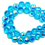 DIQIO 10mm Sparkle 96 Faceted Disco Crystal Beads (65-72pcs, Blue AB)