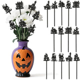 TICIAGA Halloween House Wooden Picks - 14PCS Haunted House Double-sided Decorative Pick for Home Vase Filler Wood Silhouette Bla
