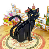 PQDGlobal 3D Black Cat Popup Card - Handmade Cat Lover Paper Art for Birthday, Anniversary, Halloween, Christmas - Unique Greeti