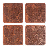 Buffalo, NY Map Coaster by O3 Design Studio, Set of 4, Sapele Wooden Coaster with city map, Multiple city optional, Handmade