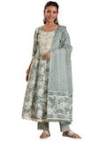 Libas Green Pure Cotton Printed Kurta Sets For Women