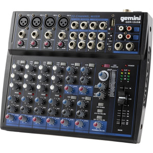 Gemini Sound Gem-12Usb - 12 Channel Audio Mixer With Bluetootha, Usb Playback, And Professional Sound Quality