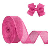 JaoZuyard Pink Burlap Ribbon 1-1/2 inch X 20 Yard Natural Linen Woven Ribbon DIY Handmade Wired Edging Production Wreath Holiday