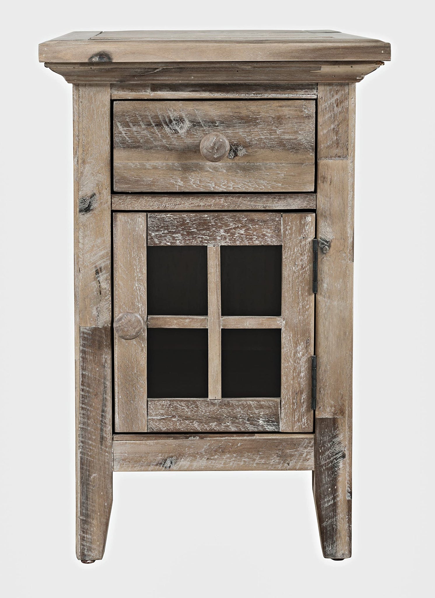 Jofran Inc. Rustic Shores Farmhouse Usb Charging End Table With Storage, Grey Wash