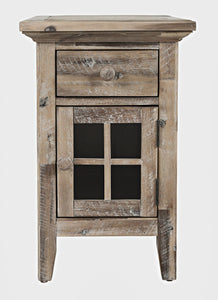 Jofran Inc. Rustic Shores Farmhouse Usb Charging End Table With Storage, Grey Wash