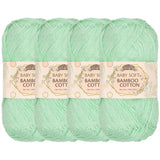 JubileeYarn Baby Soft Bamboo Cotton Yarn - 50g/Skein - Mint Green - 4 Skeins