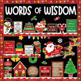 Mooliwe 57 Pcs Christmas Bulletin Board Set Inspirational Bulletin Board Decoration Positive Cutout Classroom Decoration for Sch